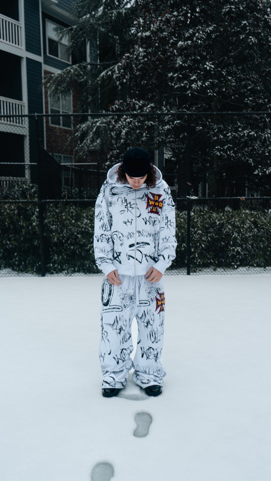 WOD "WHITE SUNFADED" GRAFFITI SWEATSUITS